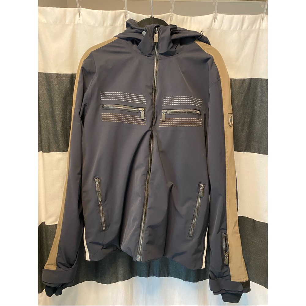 Toni Sailer Men’s zipped winter jacket Navy & Tan